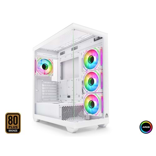 MOFAN MF2903W PC Gaming Kasa POLAR Seri 80 Plus 850W Power Supply 4x ARGB Fan Beyaz
