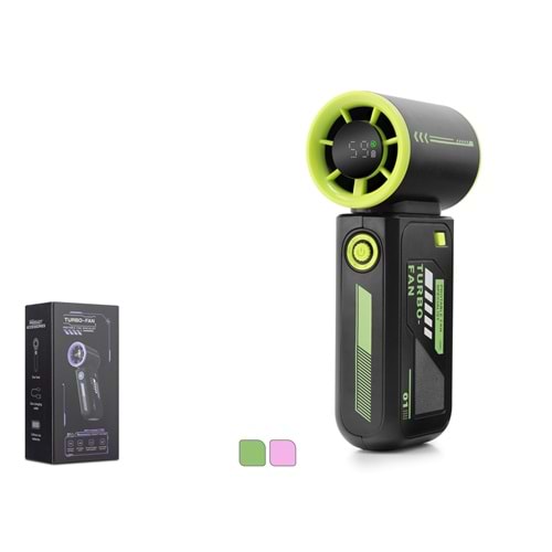 HADRON N115 Şarjlı Turbo Mini El Fanı 3600 mAh Dijital Göstergeli 5 Kademeli