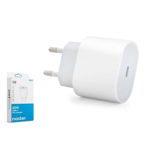 NODAR ND1011 Type-C PD Hızlı Şarj Adaptörü 20W Beyaz