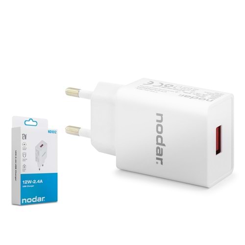 NODAR ND1012 USB Hızlı Şarj Adaptörü 12W 2.4A Beyaz