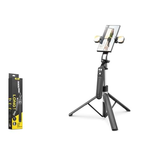 NODAR ND1030 Quadrupod Telefon Standı ve Selfie Çubuğu Çift LED Bluetooth Kumandalı 170 cm Siyah