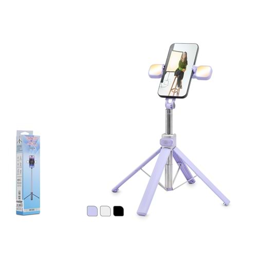 NODAR ND1035 Quadrupod Telefon Standı ve Selfie Çubuğu Çift LED Bluetooth Kumandalı 130 cm Renkli