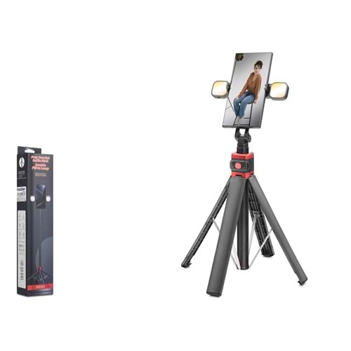 NODAR ND1036 Quadrupod Telefon Standı ve Selfie Çubuğu Çift LED Bluetooth Kumandalı 180 cm Siyah