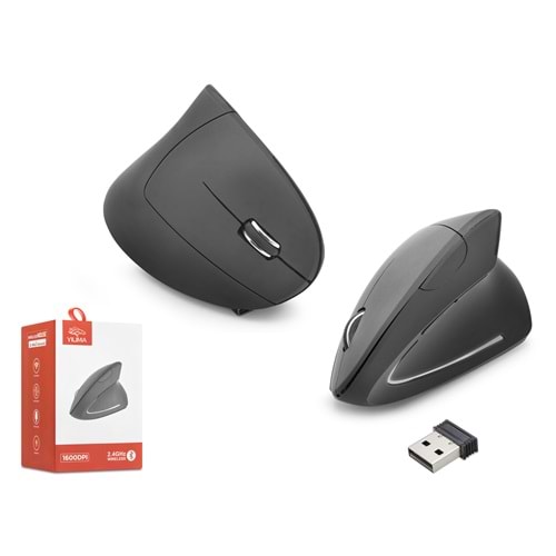 NODAR ND1211 Dual Mode Ergonomik Dikey Sessiz Mouse 2.4 GHz Bluetooth 1600 DPI Siyah