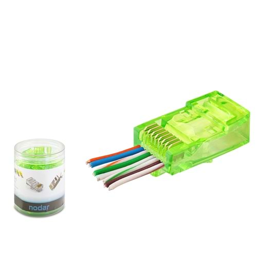 NODAR ND2401 CAT6 EZ RJ45 Konnektör 100 Adetli Kutu Yeşil