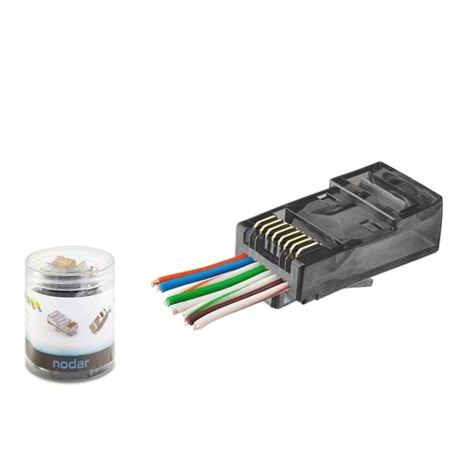 NODAR ND2402 CAT6 EZ RJ45 Konnektör 100 Adetli Kutu Siyah