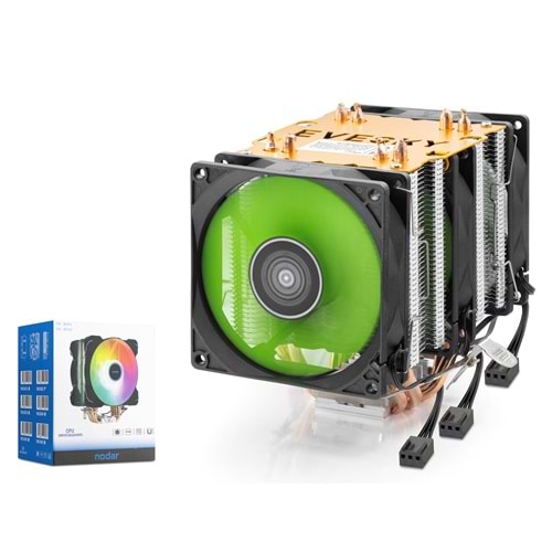 NODAR ND2605 CPU Kule Tipi İşlemci Soğutucu Üç Fanlı 90 mm Siyah