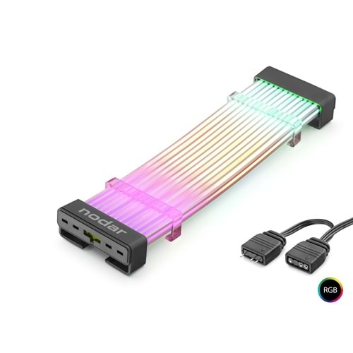 NODAR ND2812B 24 Pin ARGB Anakart Güç Uzatma Kablosu Bükülebilir 2 mm 108 LED Siyah