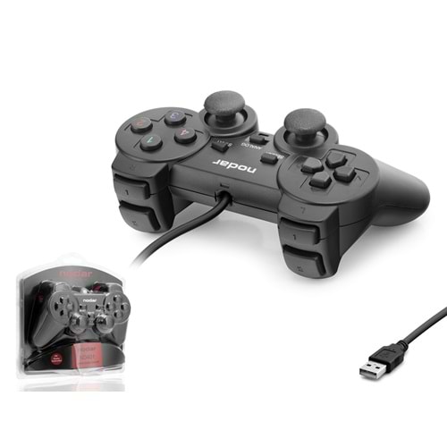 NODAR ND401 PC Uyumlu Kablolu USB GamePad Oyun Kolu 140 cm Siyah