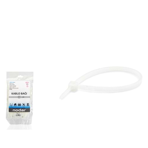 NODAR ND4800B Kablo Bağı 2.5 x 120 mm 100 Adetli Paket Beyaz