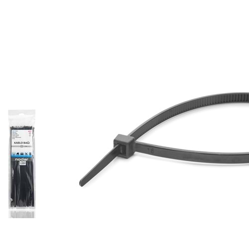 NODAR ND4806S Kablo Bağı 3.6 x 380 mm 100 Adetli Paket Siyah
