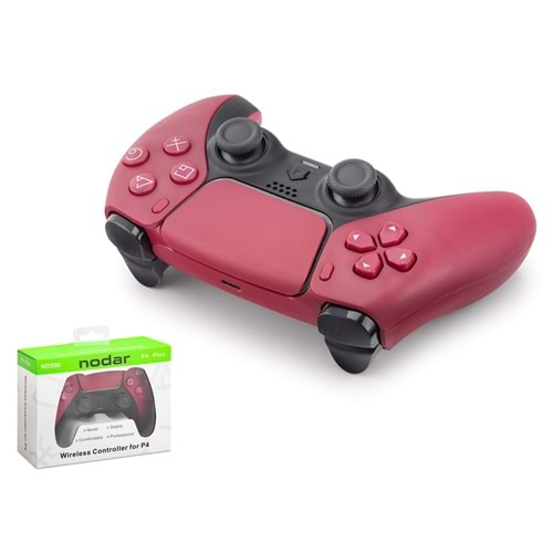 NODAR ND500D Bluetooth GamePad Oyun Kolu PS4 Uyumlu DoubleShock 4 Kırmızı