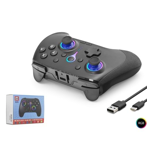 NODAR ND505B Bluetooth GamePad Oyun Kolu PC iOS Android Switch PS3 PS4 Uyumlu RGB Siyah