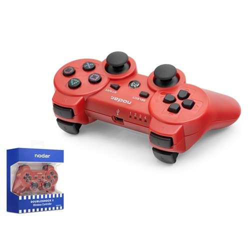NODAR ND600B Bluetooth GamePad Oyun Kolu PS3 Uyumlu DoubleShock III Kırmızı