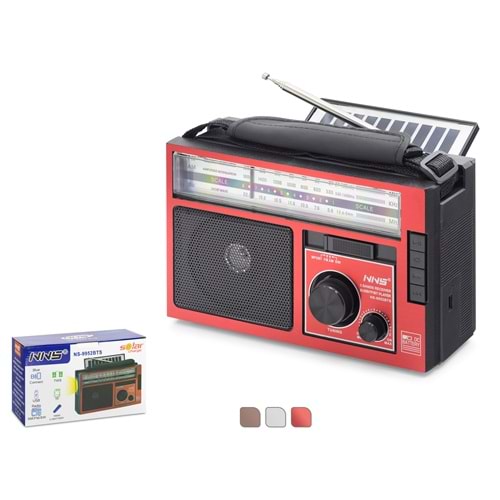 NNS NS9952BTS Bluetooth Nostaljik FM Radyo TWS USB TF Solar Şarjlı 5W Taşınabilir Hoparlör