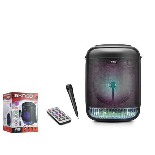 KIMISO QS4001 Karaoke Mikrofonlu Bluetooth Hoparlör FM Radyo 8 İnç RGB Kumandalı Siyah