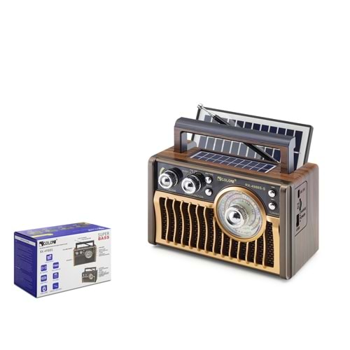 GOLON RX4988S Bluetooth Nostalji Solar Speaker Kahverengi