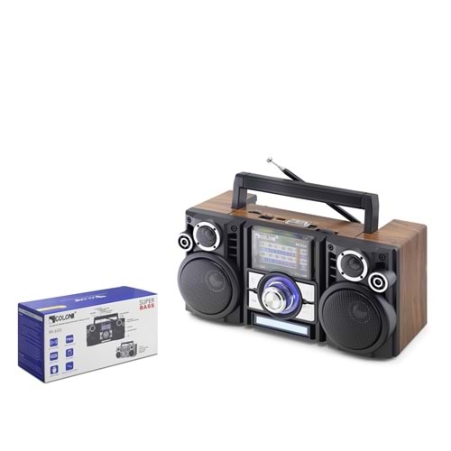 GOLON RX65D Bluetooth Nostaljik FM Radyo TWS USB TF Taşınabilir Hoparlör Kahverengi