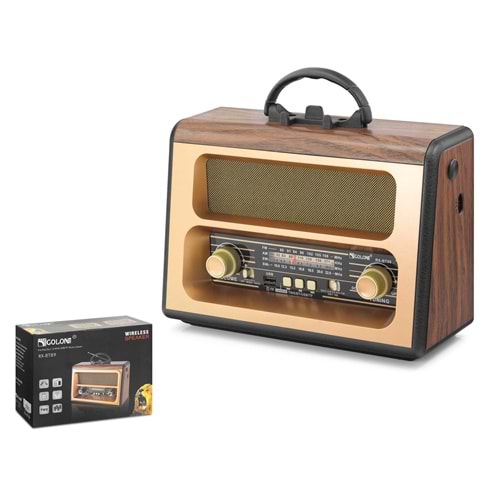 GOLON RXBT88 Bluetooth Nostaljik FM Radyo TWS USB TF AUX Taşınabilir Hoparlör Kahverengi