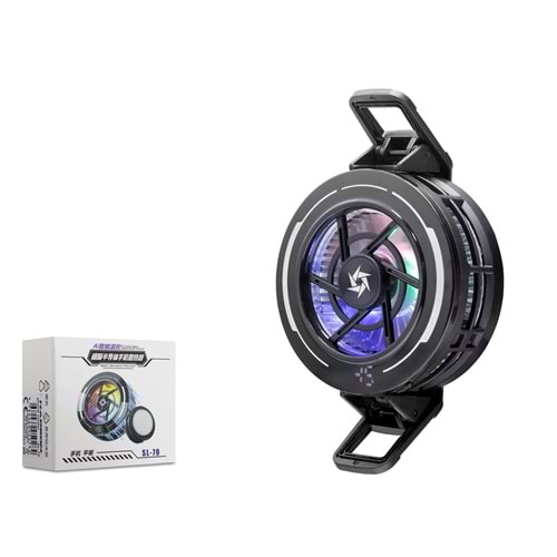HADRON SL70 Manyetik Klipsli Telefon Soğutucu Fan RGB Isı Göstergeli Siyah