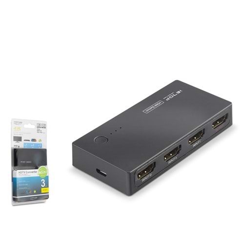 iETOP SWH301 HDMI Switch 4K 3 Giriş 1 Çıkış Siyah