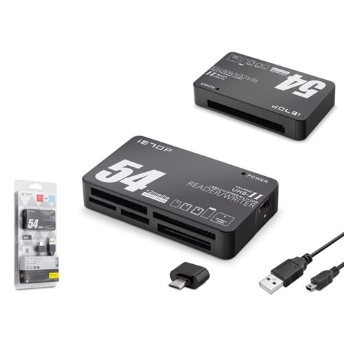 iETOP TC209 USB Type-C All in One Kart Okuyucu SD MicroSD MMC MS 480 Mbps Siyah