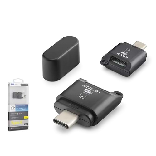 iETOP TC302 Type-C 3.2 Gen1 Kart Okuyucu MicroSD 5 Gbps Siyah