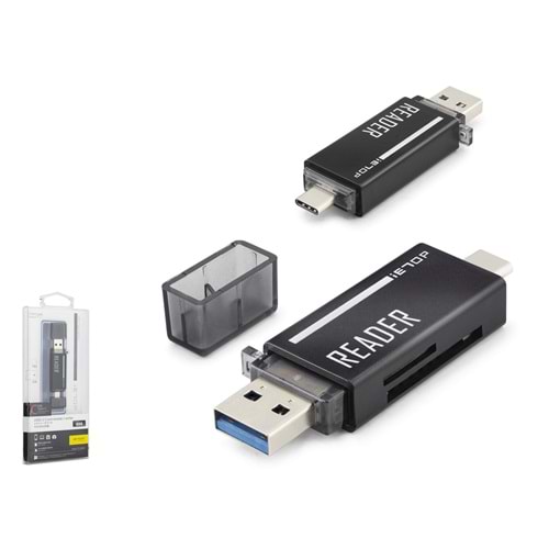 iETOP TC306AC USB Type-C 3.2 Gen1 Kart Okuyucu SD MicroSD 5 Gbps Siyah