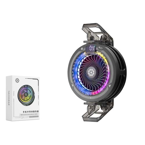 HADRON TH25PRO Telefon Soğutucu Fan RGB Isı Göstergeli Siyah