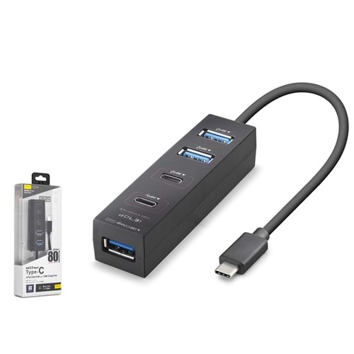 iETOP TU0529 Type-C 3.2 Gen1 Hub 4 Port 5 Gbps 80 cm Siyah