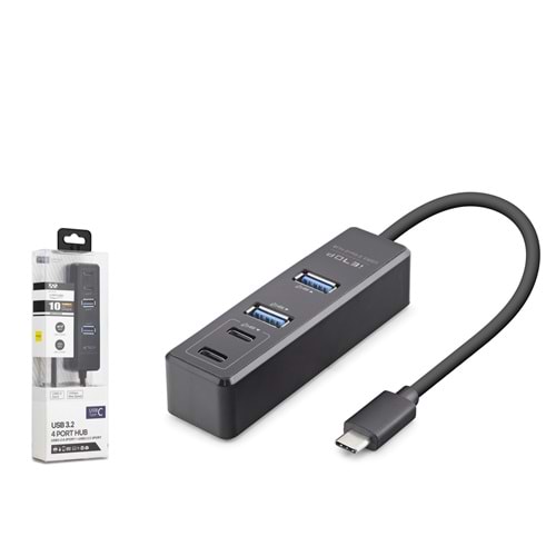 iETOP TU1009 Type-C 3.2 Gen2 Hub 4 Port 10 Gbps Siyah