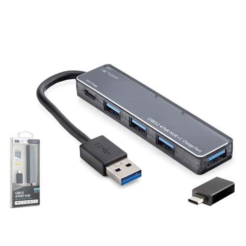 iETOP TU360 USB Type-C 3.1 Gen1 Hub 4 Port 5 Gbps Gri