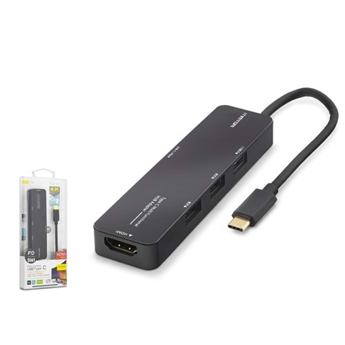 iETOP TUH305 Type-C 3.2 Gen1 Combo Hub PD HDMI 4K 5 Port 5 Gbps Siyah