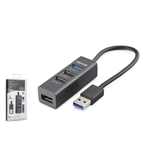 REXUS U3201 USB 3.2 Gen1 Hub 4 Port 5 Gbps Siyah