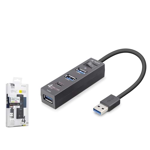 iETOP U329A USB 3.1 Gen1 Anahtarlı Hub 4 Port 5 Gbps Siyah