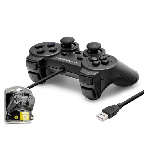 WONDERBOY W201S PC Uyumlu Kablolu USB GamePad Oyun Kolu 140 cm Siyah