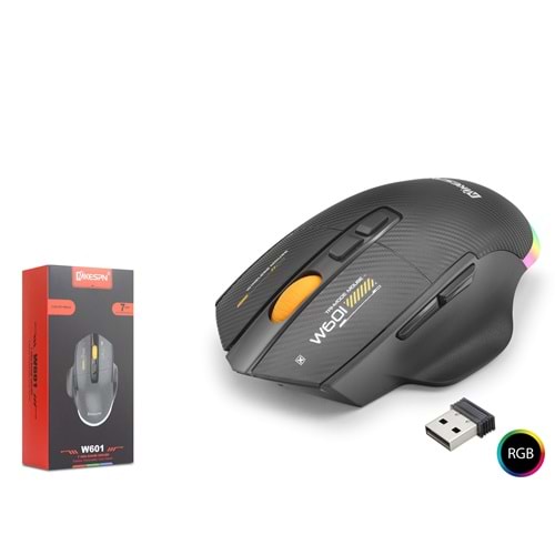 MKESPN W601B Tri Mode RGB Gaming Mouse 12800 DPI 7 Tuş Makro 1000Hz Siyah