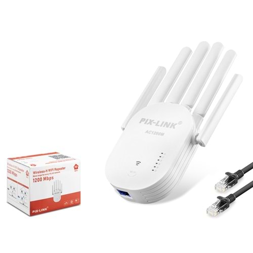 PIXLINK WR60T WiFi Repeater Router Access Point Dual Band 5 GHz 1200 Mbps Beyaz