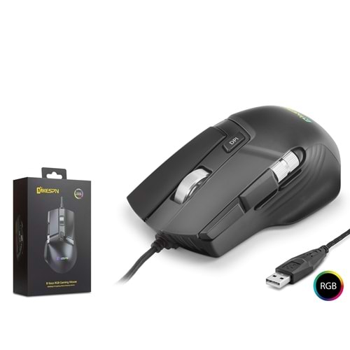 MKESPN X13 RGB Gaming Mouse 12400 DPI 10 Tuş Makro 1000Hz Siyah