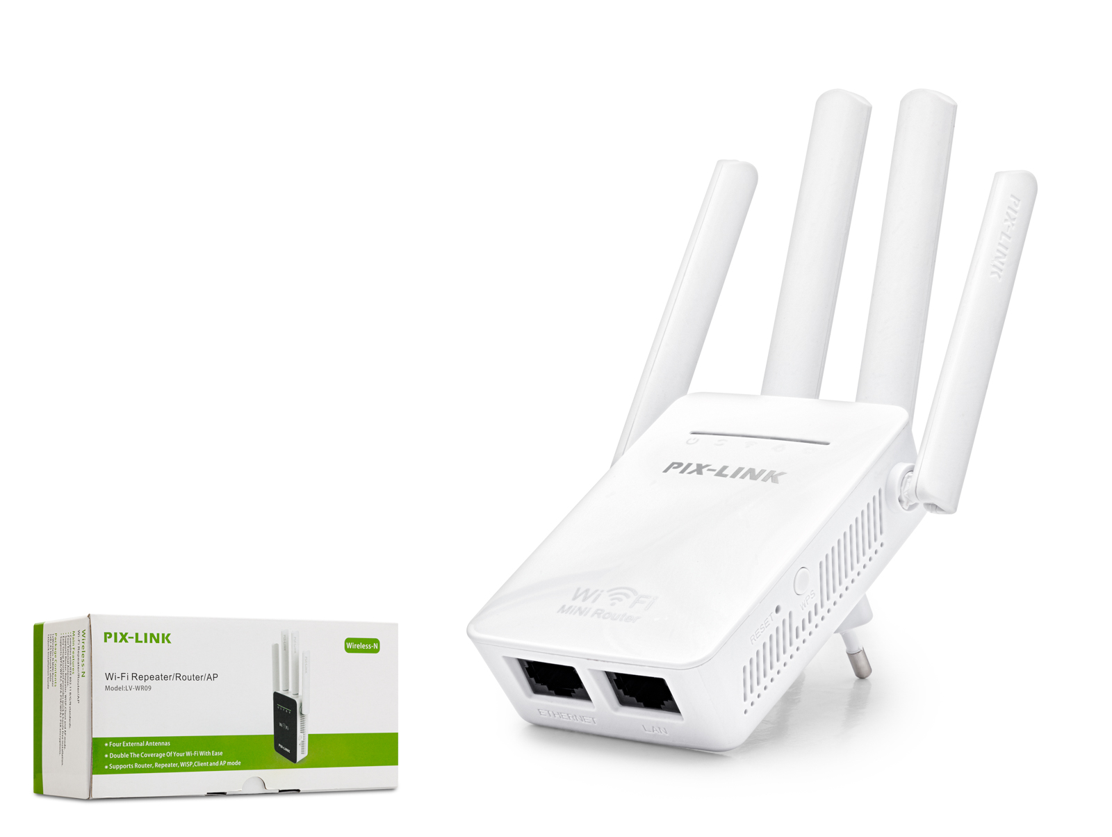 PIXLINK WR09 WiFi Repeater Router Access Point 300 Mbps Beyaz