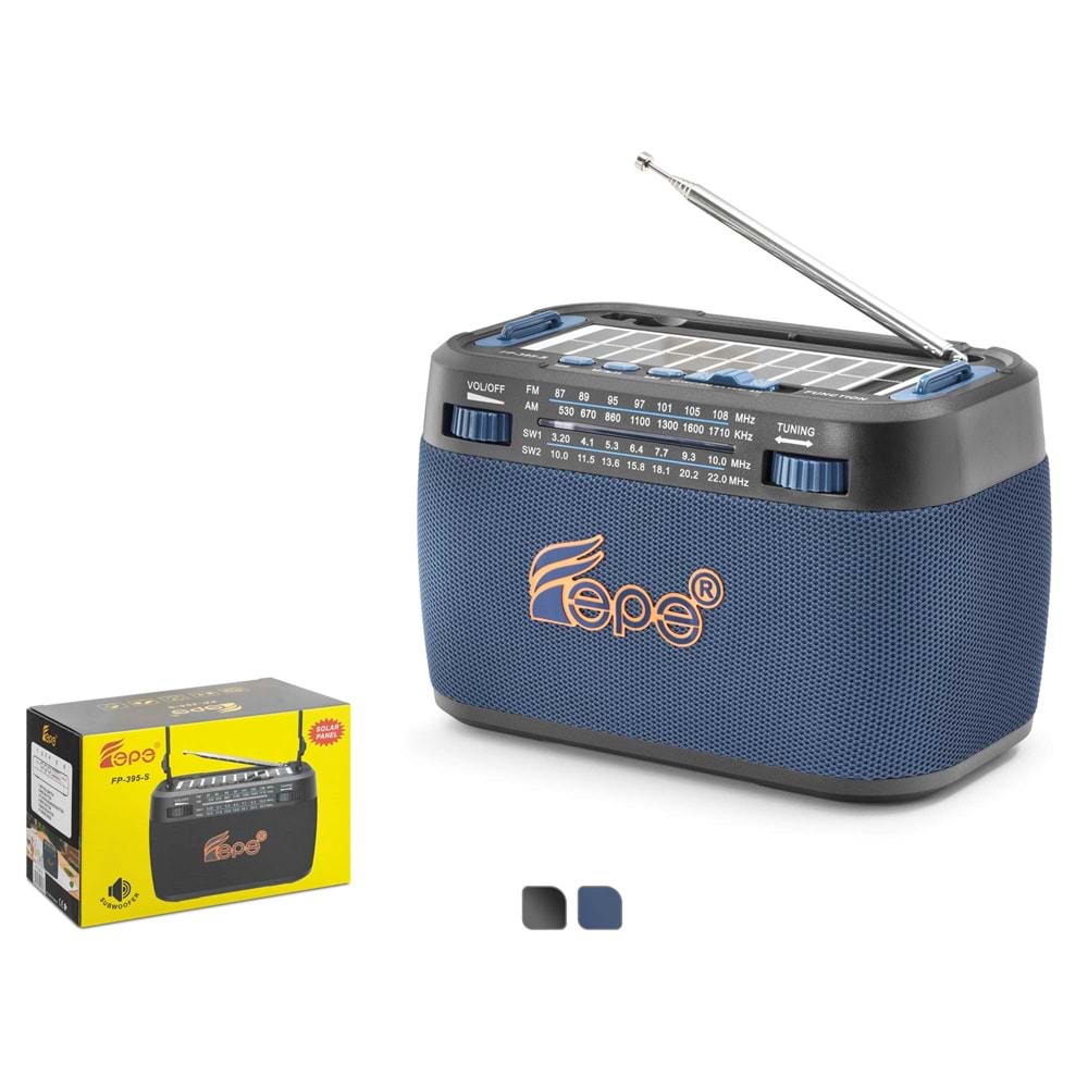FEPE FP395S Bluetooth FM Radyo USB TF AUX Solar Şarjlı Taşınabilir Kamp Hoparlör