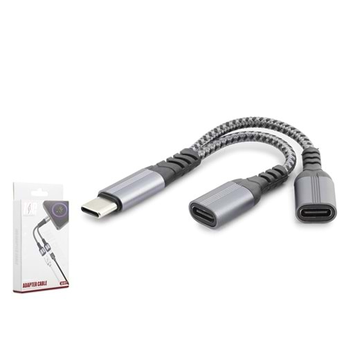 Hadron GJ-015 Type-C – 2 x Type-C Soket Araç Şarj Kablosu Siyah