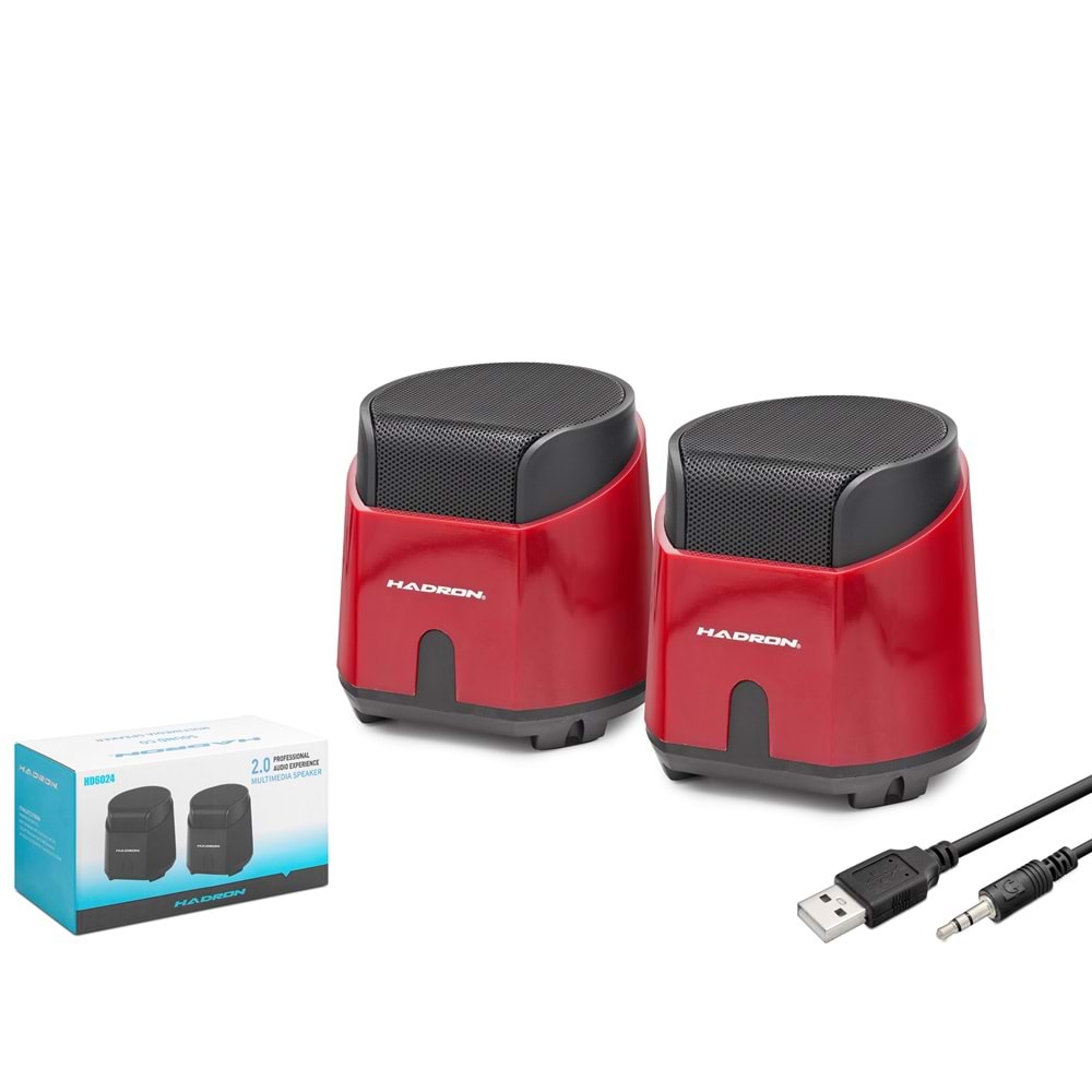 HADRON HD6024R Bilgisayar Hoparlörü 1+1 8.5 x 9 x 9 cm - Kırmızı