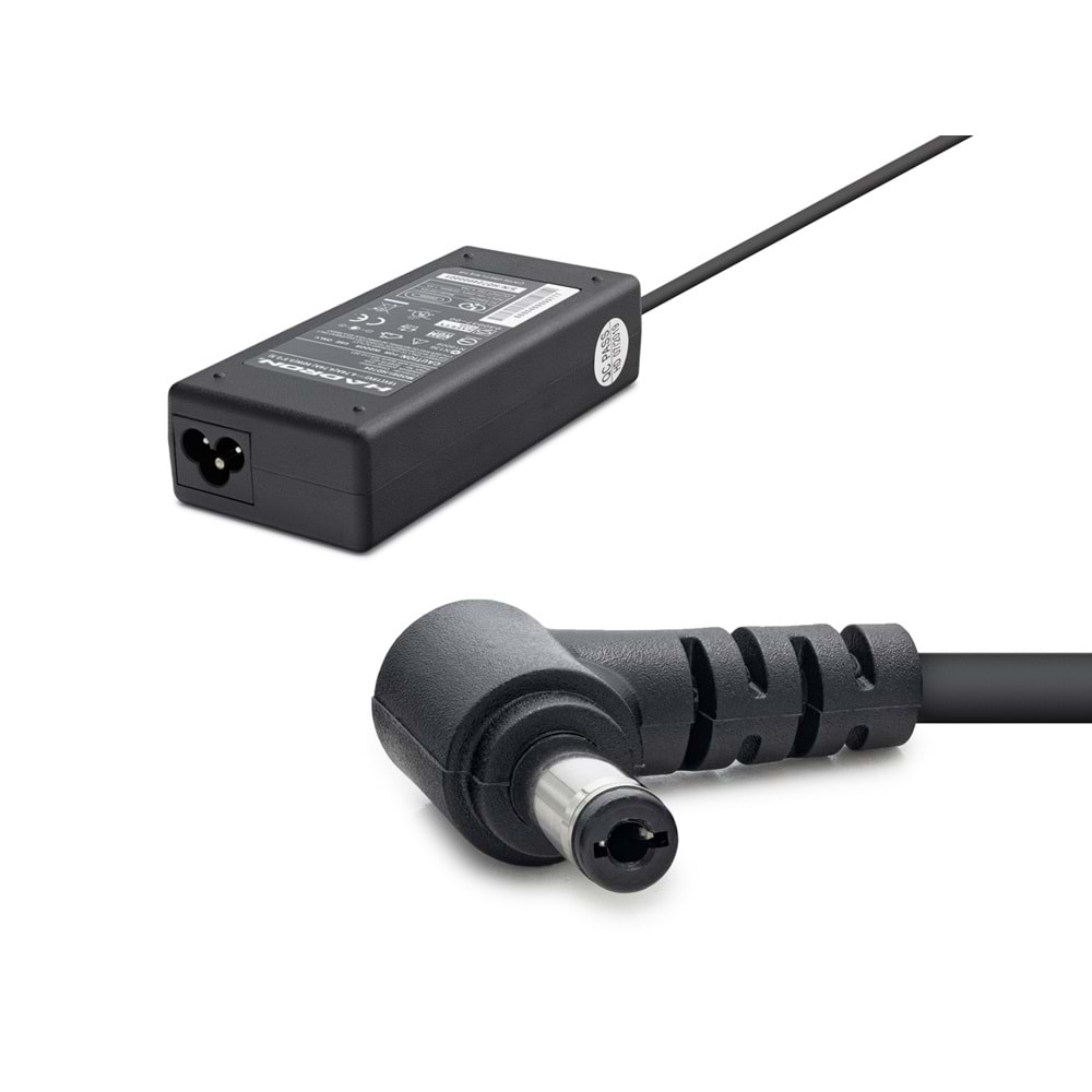 HADRON HD710 19V 3.42A 65W Laptop Adaptörü - 5.5x2.5mm - Asus, Toshiba, Vestel, Casper Uyumlu - Siyah