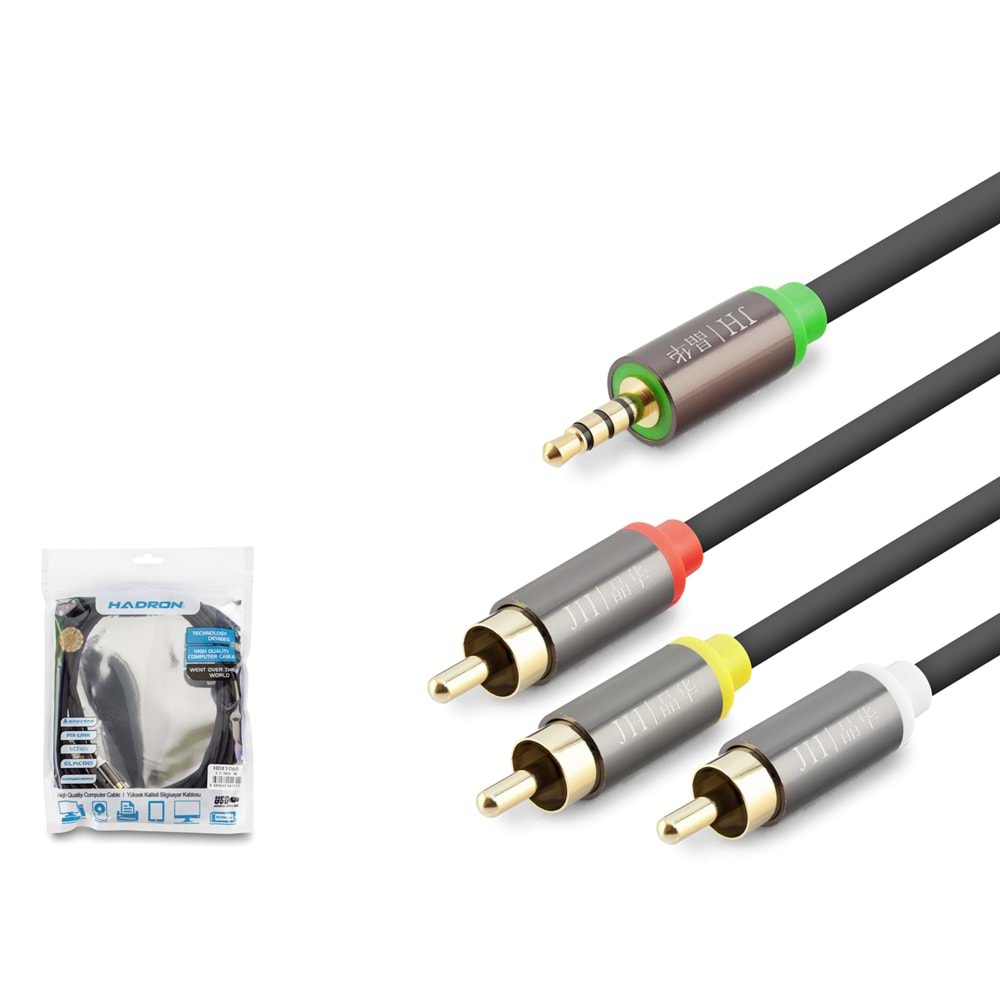 Hadron Hdx1065 3.5Mm To 3Rca Kablo 2Line Gold 3M Siyah