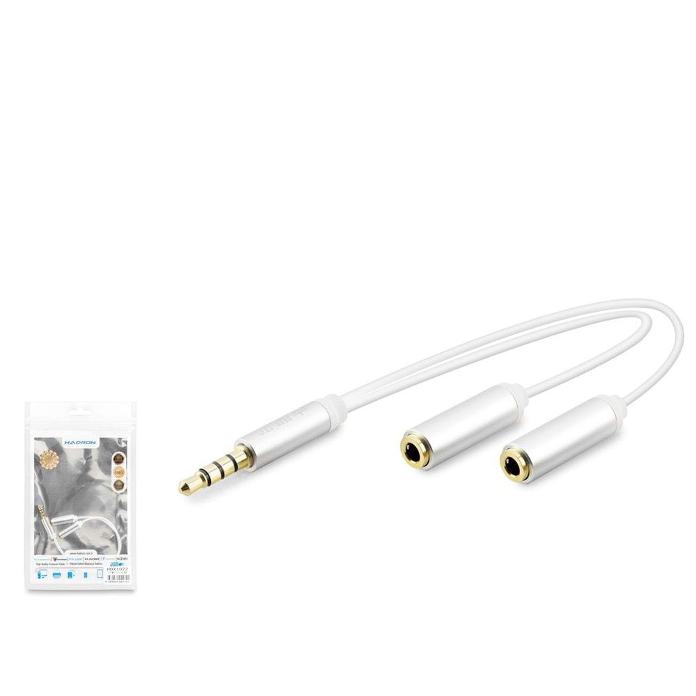 Hadron HDX1072 3.5mm Kulaklık ve Mikrofon Ayırıcı Splitter Kablosu 23 cm Silver