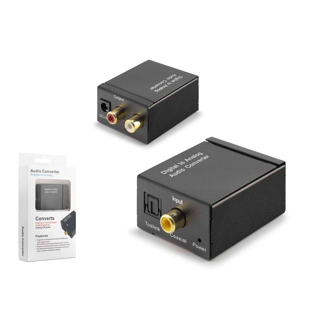 Hadron HDX1300 Dijital - Analog Ses Dönüştürücü (Toslink / Coaxial - RCA) Siyah