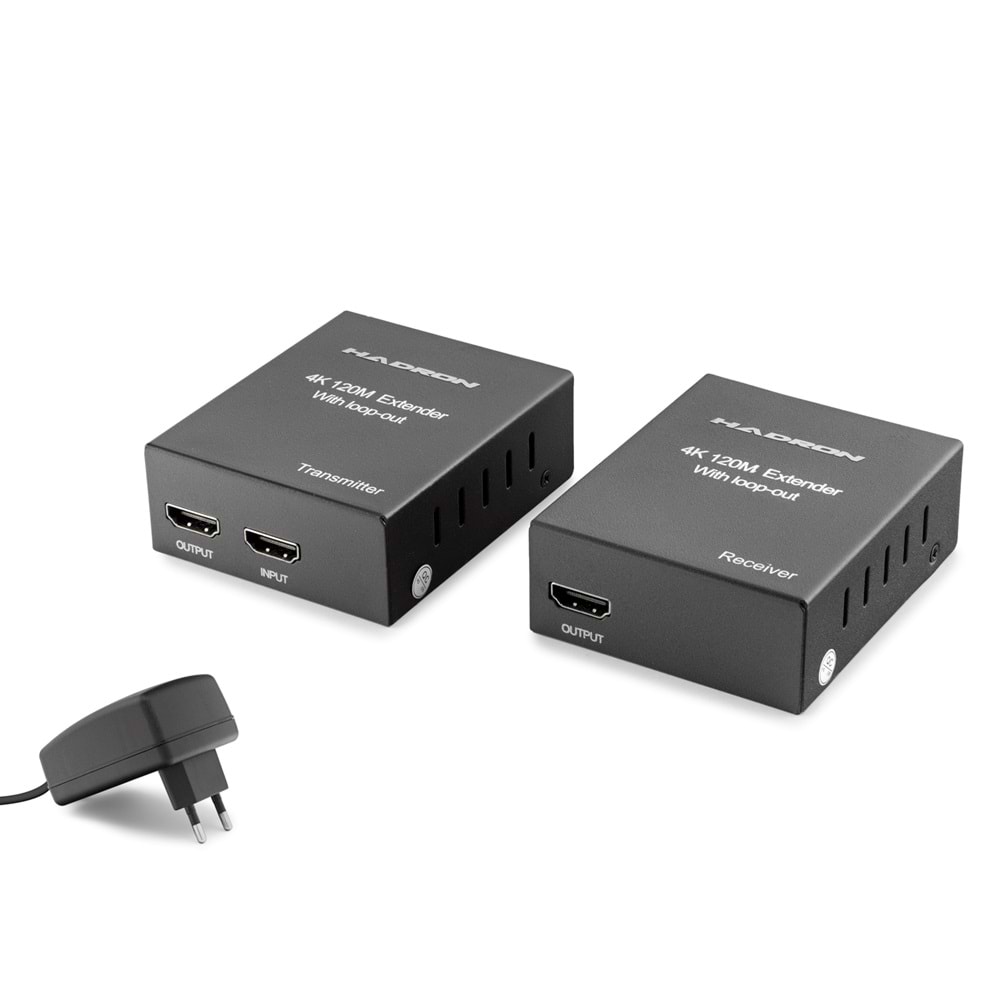 HADRON HDX1368 HDMI Extender Loop-Out 4K 120m - Siyah