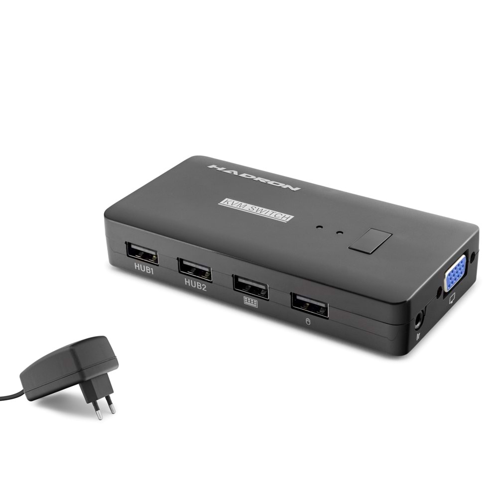 Hadron HDX1374 Vga Kvm Switch 2 Port + 4*Usb Vga Kablolu Siyah