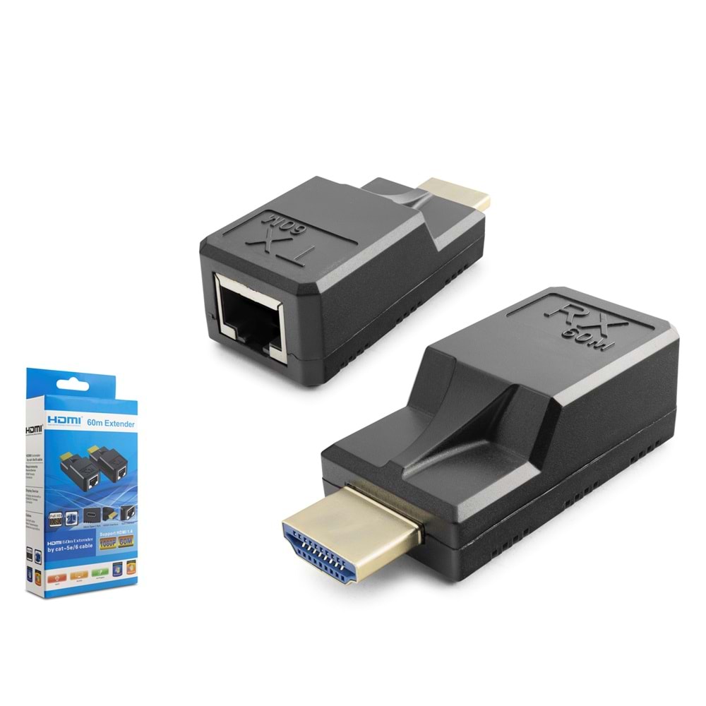 HADRON HDX1375 HDMI Extender Mini 60m - Siyah